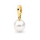 An Agatha Edison Pendant with a white Edison pearl drop suspended from a gold bail.