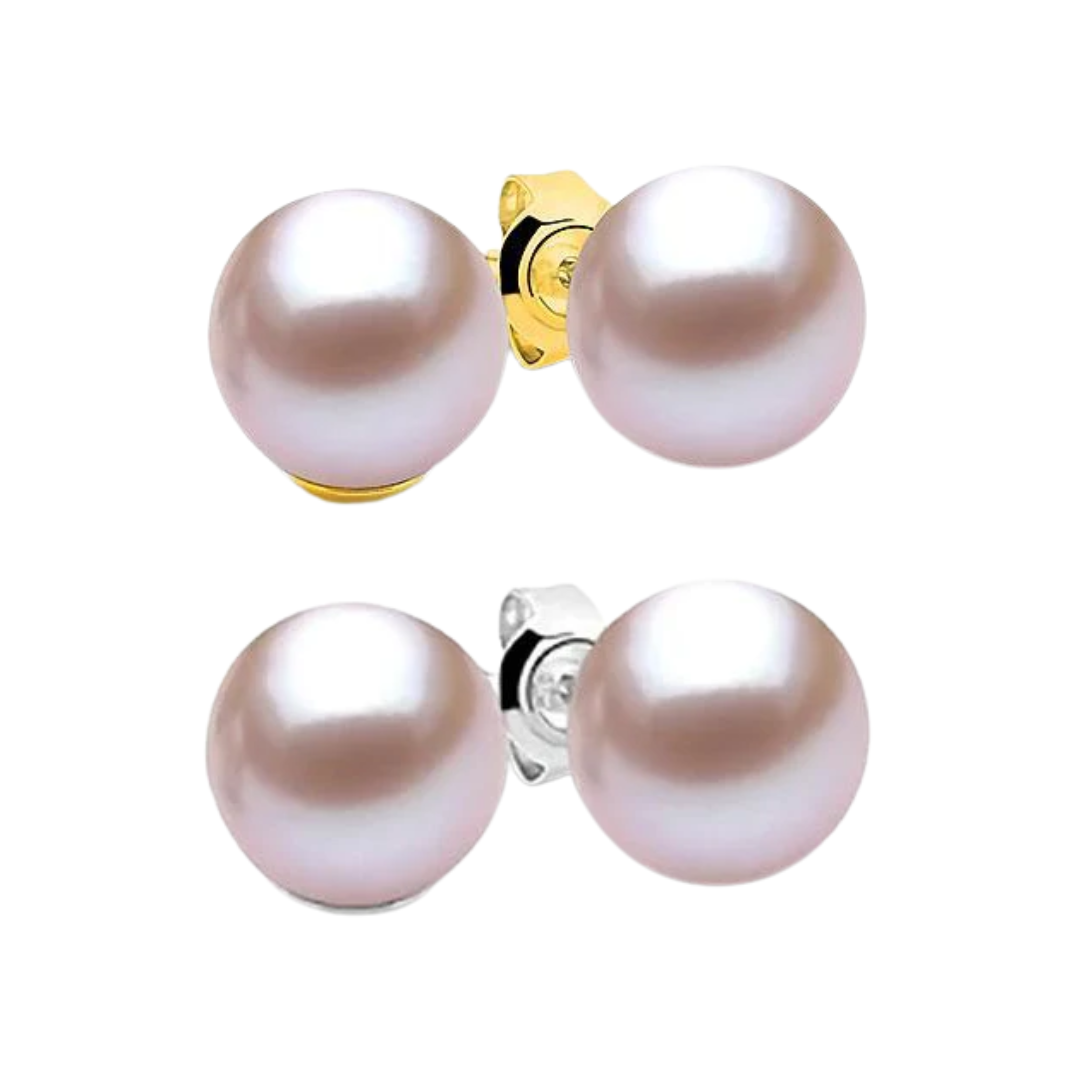 Pink Round Pearl Studs