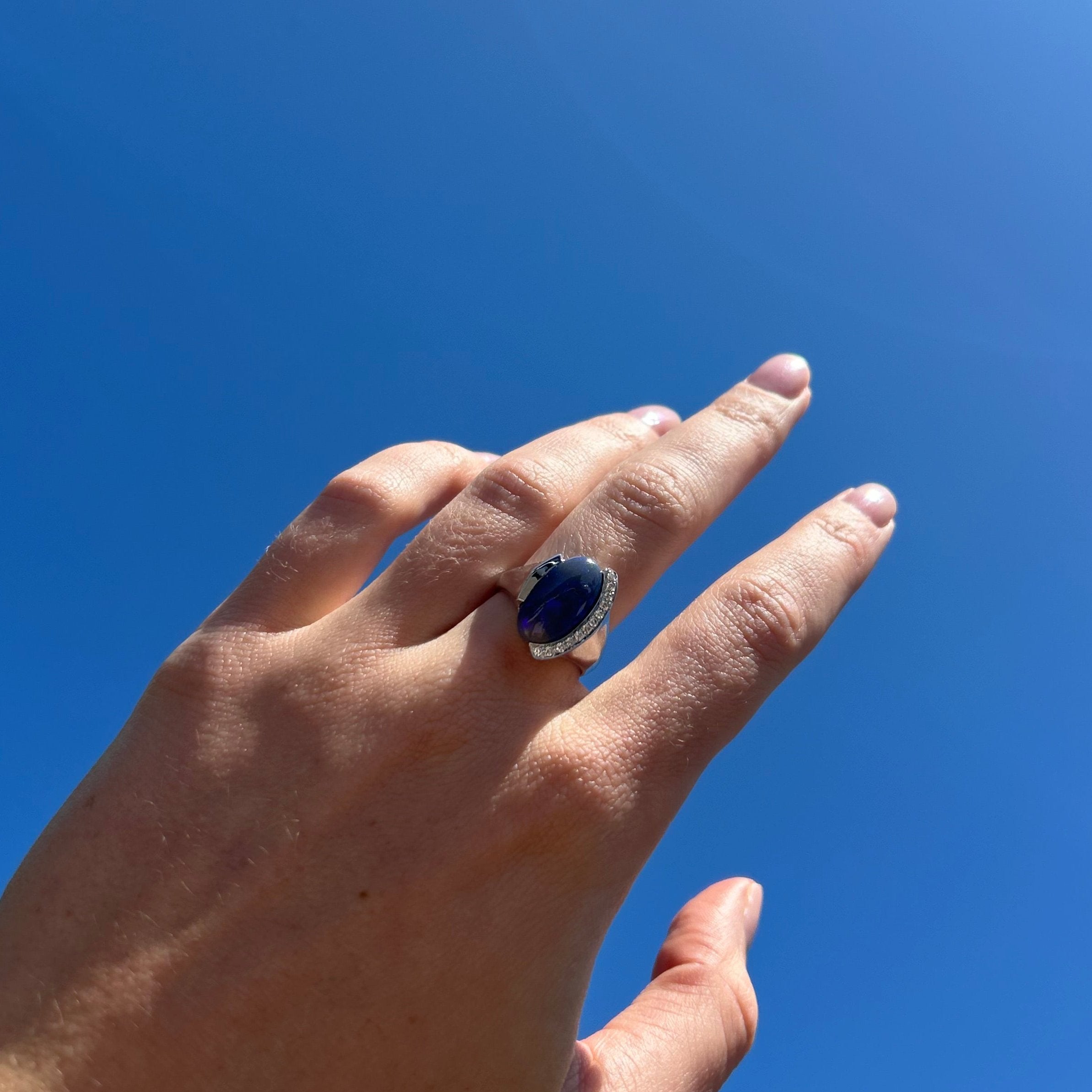 Black Opal Ring with Diamonds