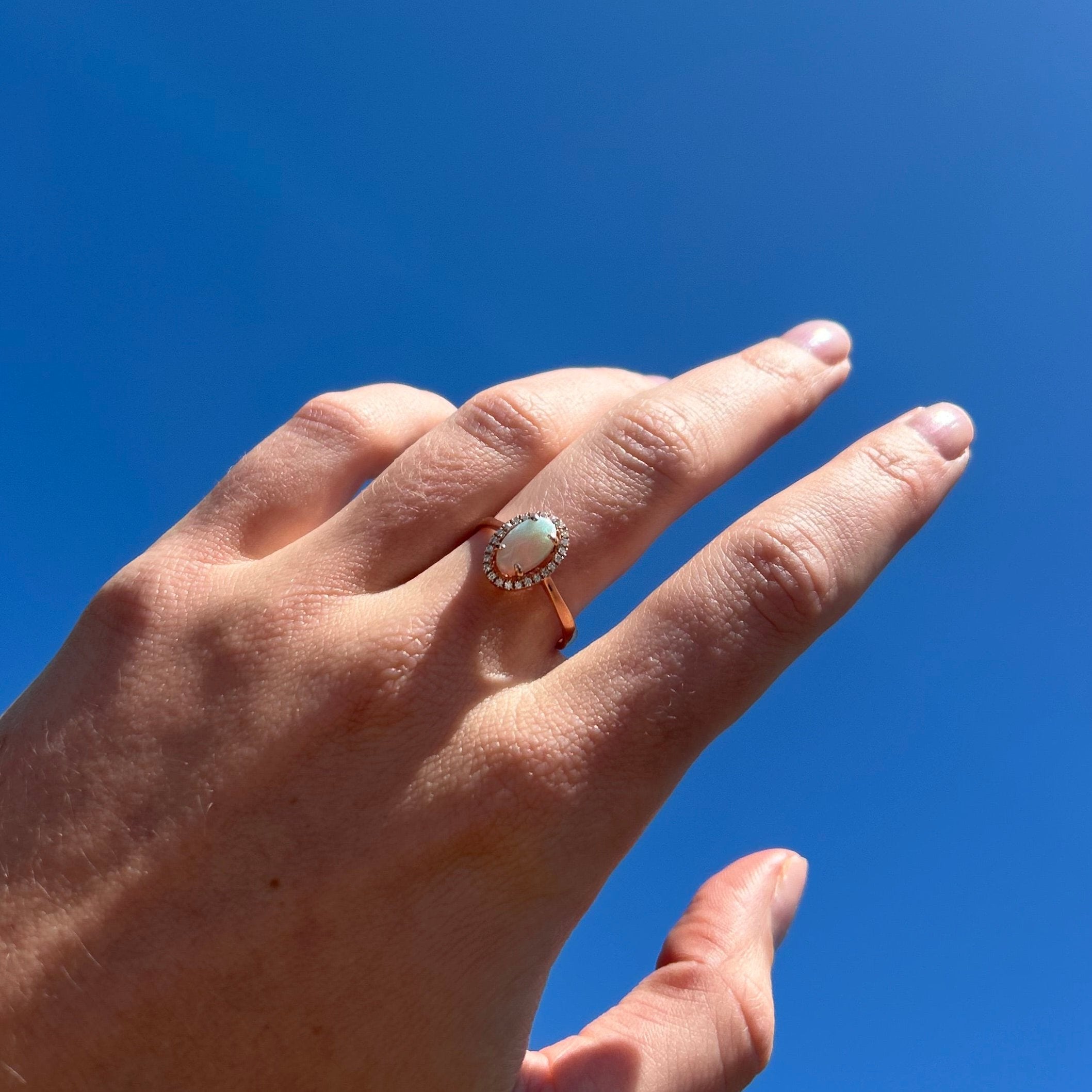 Light Opal and Diamond Ring