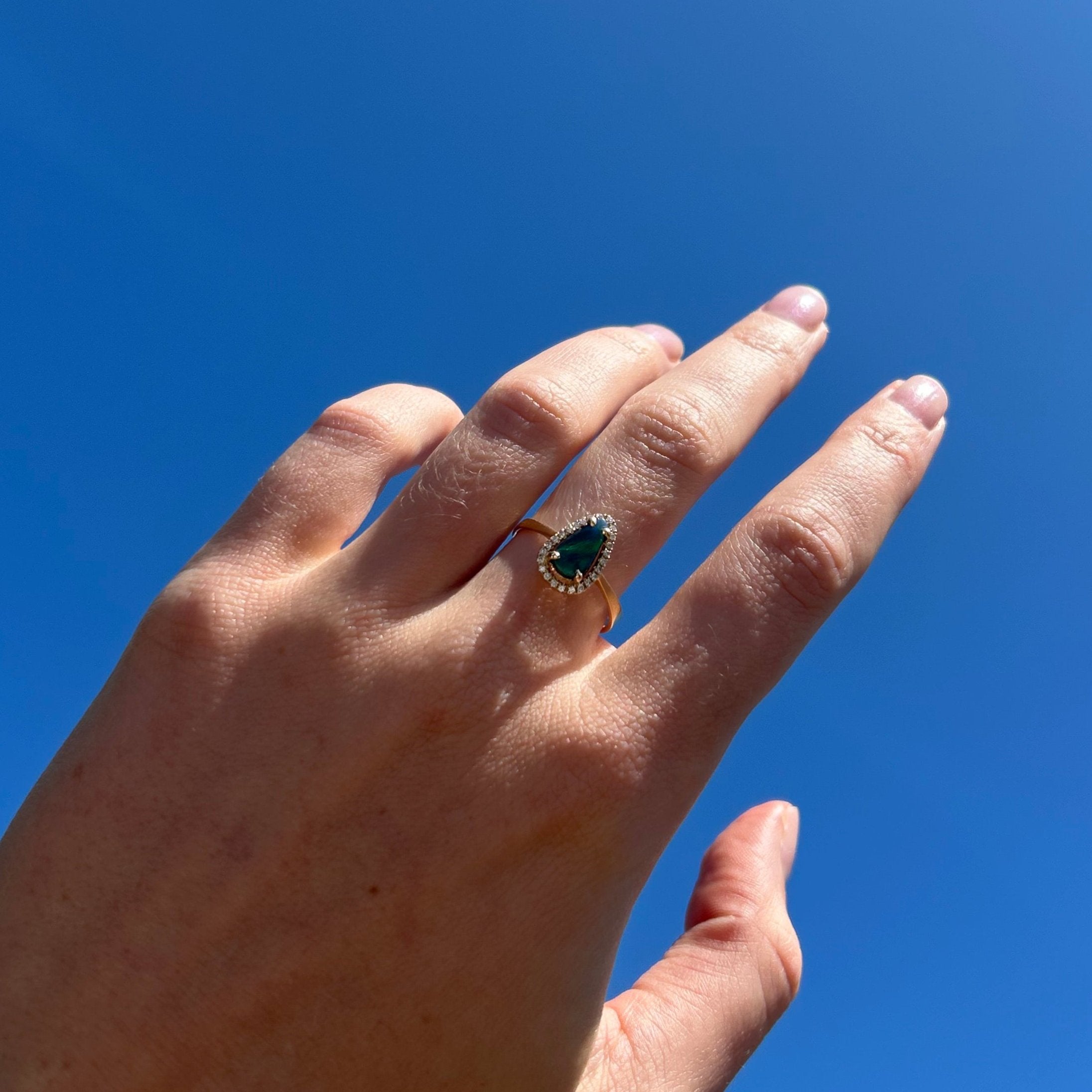 Black Opal and Diamond Ring